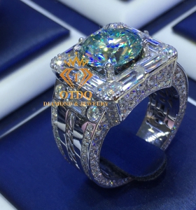 Nhẫn Kim Cương XANH 10li Luxurry, Vàng 14k - N299 
