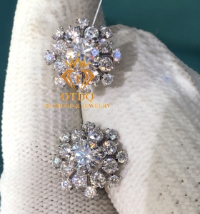 Bông Tai Hoa Tuyết 4.5ly Kim Moissanite Luxury - Vàng 14k 