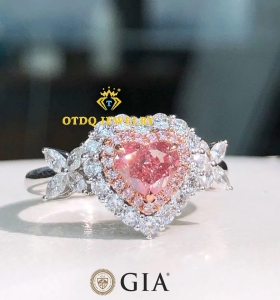 Nhẫn Kim Cương Hồng Fancy Brownish Pink 0.71 Carat - GIA 