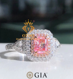 Nhẫn Kim Cương Hồng Thiên Nhiên 0.52 Carat -GIA