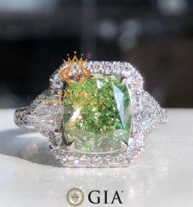 Nhẫn Nữ Kim Cương Xanh Green Thiên Nhiên - GIA 3.01 Carat 