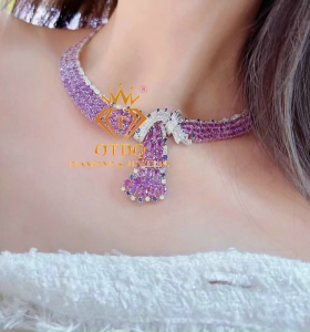 DÂY CỔ ĐÁ QUÝ THIÊN NHIÊN SAPPHIRE HỒNG + DIAMOND LUXURY