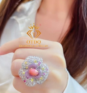 Nhẫn Ngọc Ốc Xà Cừ Hoa Anh Đào 1.7 Cts.