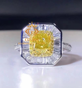 Nhẫn Nữ Kim Cương Vàng Fancy Intense Yellow -GIA 