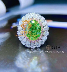 Nhẫn Nữ Kim Cương Xanh Green tự nhiên GIA 