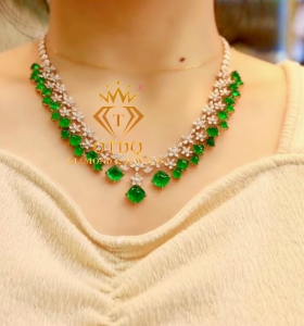 DÂY CỔ EMERALD KIM CƯƠNG ĐÁ QUÝ CAO CẤP -DC123