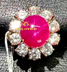 NHẪN NỮ RUBY SAO  8 CARAT MYANMAR - CHỨNG NHẬN GIA