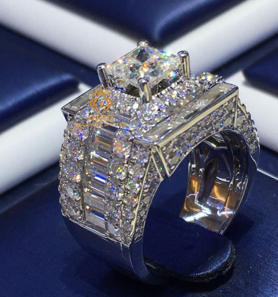 NHẪN KIM CƯƠNG VUÔNG 6li Luxury Vàng ý 750 - N286