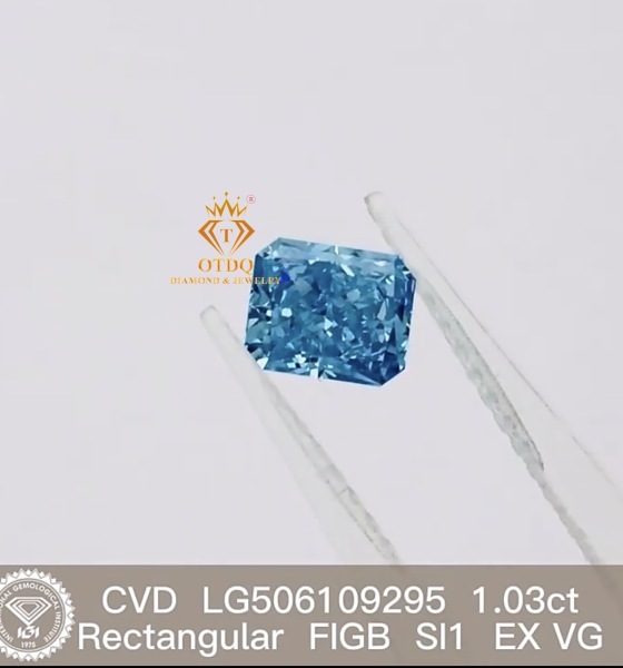 Kim Cương Xanh Blue 1.03 Carat Fancy Intense Greenish Blue -Lab Grwon