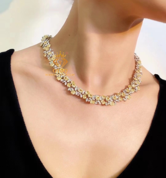 Dây Cổ Kim Cương Vàng Thiên Nhiên Luxury 