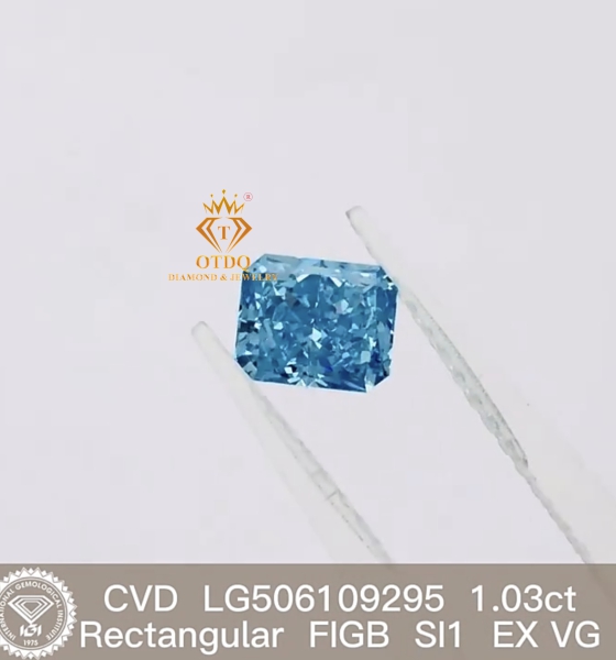 Kim Cương Xanh Blue 1.03 Carat Fancy Intense Greenish Blue -Lab Grwon