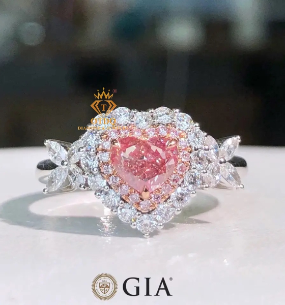 Nhẫn Kim Cương Hồng Fancy Brownish Pink 0.71 Carat - GIA 