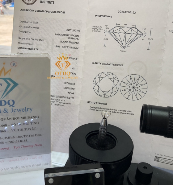  9Ly Nước F/VS1 -IGI - KC NUÔI CẤY LAB GROWN DIAMOND