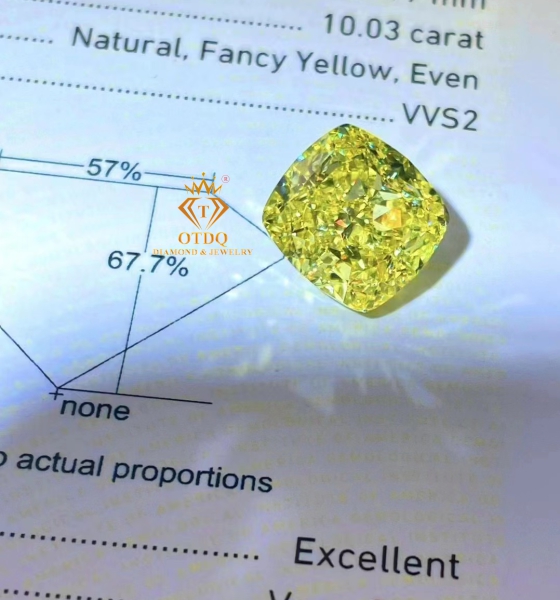 KIM CƯƠNG VÀNG THIÊN NHIÊN 10.03 Carat -GIA - FANCY YELLOW / VVS2 