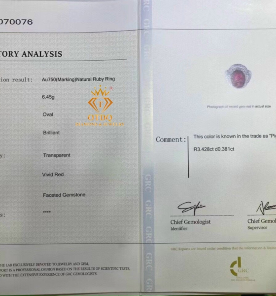 Nhẫn Ruby Pieon's Blood 2.02 Carat ( No heat ) 