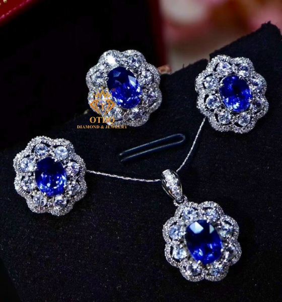 Nguyên Set - Sapphire Blue Royal  Sri Lanka ( No heat) 