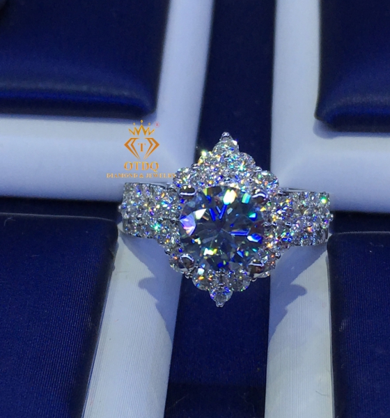 NHẪN NỮ KIM CƯƠNG XANH BLUE 6.3li - N117