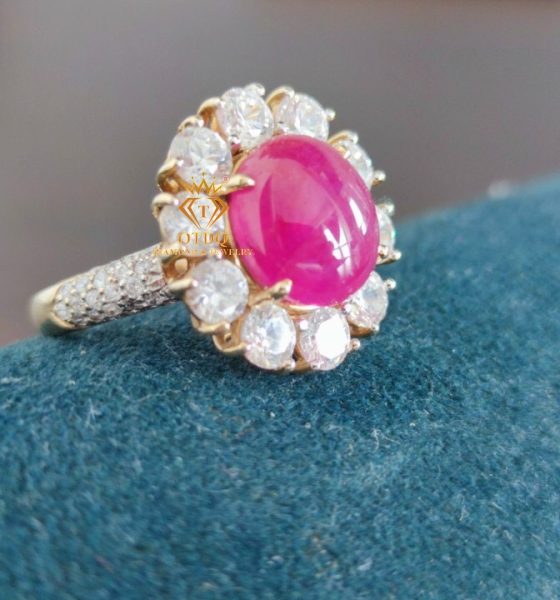 NHẪN NỮ RUBY SAO  8 CARAT MYANMAR - CHỨNG NHẬN GIA