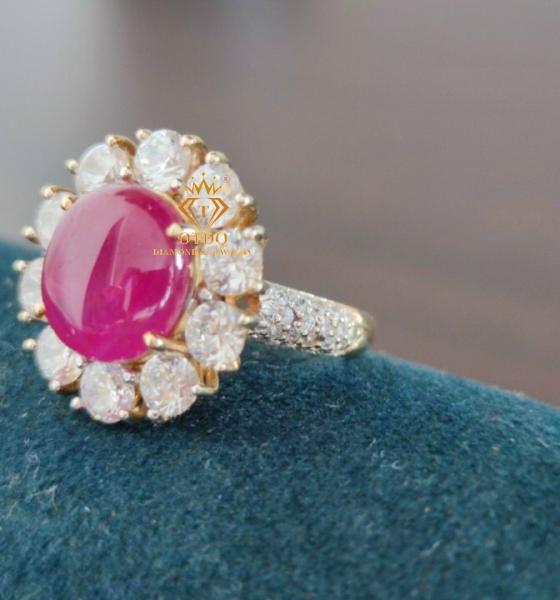 NHẪN NỮ RUBY SAO  8 CARAT MYANMAR - CHỨNG NHẬN GIA