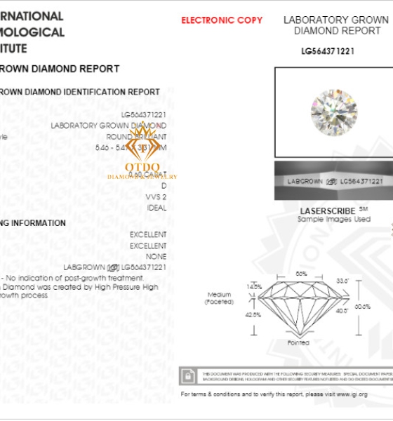 5.4ly D/VVS2 - KC Nuôi Cấy LAB GROWN DIAMOND - IGI